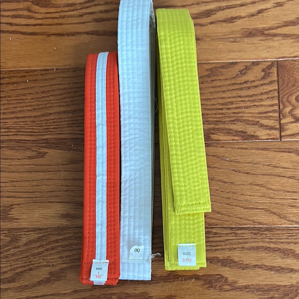 Kids Martial Arts Belt Set - White, Yellow, and Orange
